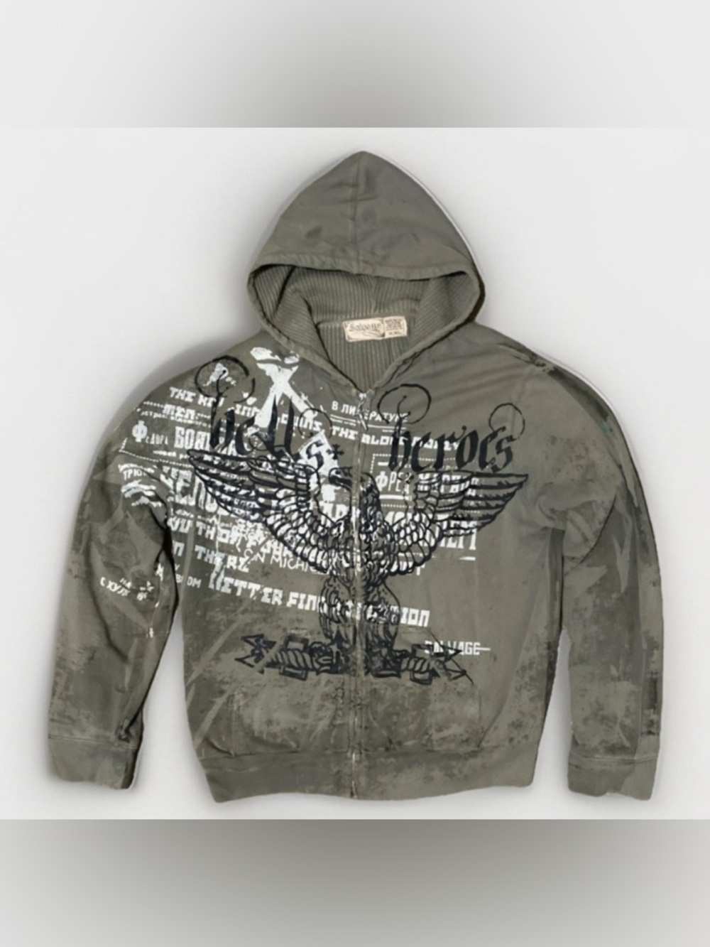 Vintage Salvage Green Wings Hells Hero’s hoodie Affliction Style Y2K Size: XXL